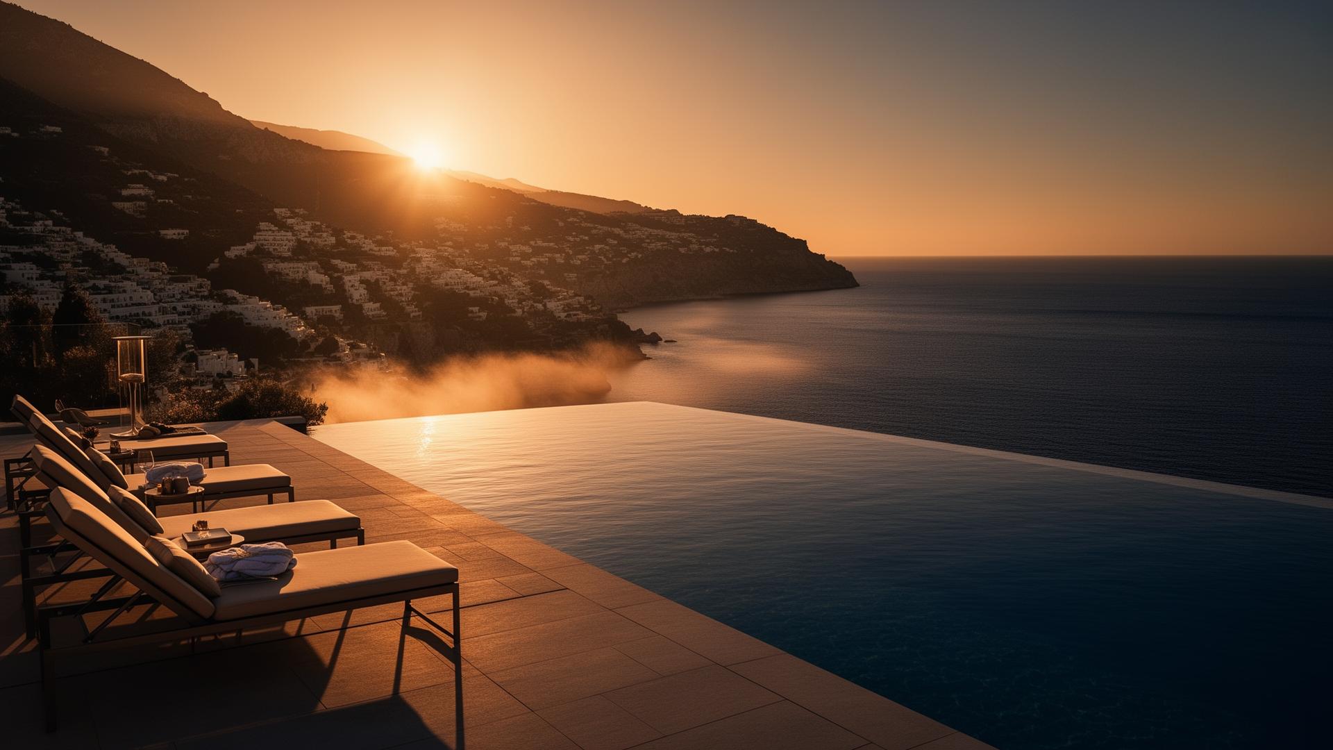 Destino de luxo ao pôr do sol